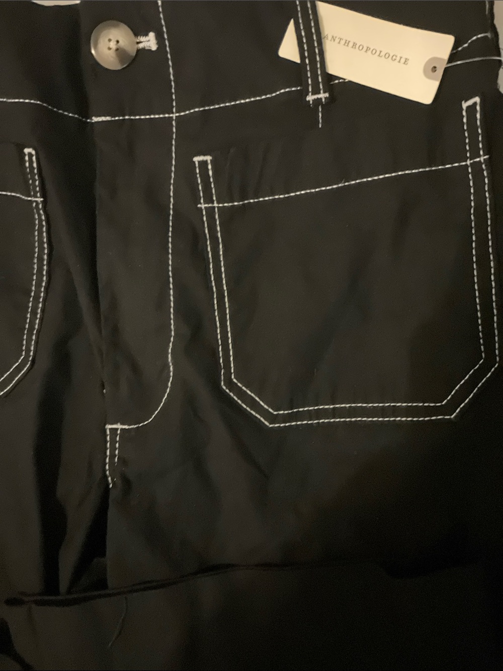NWT Anthropologie Maeve Colette Crop Wide Leg Pants Black Contrast Stitch 28 - Picture 10 of 10
